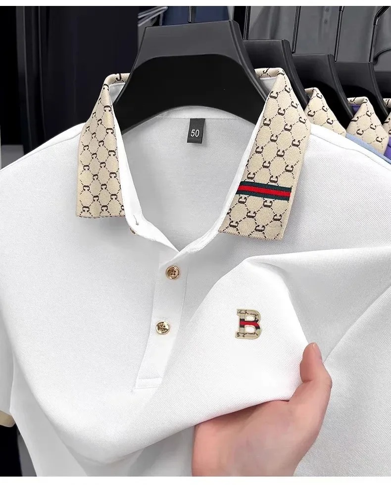 Summer Clothing Men Linen - Polo a maniche corte da uomo