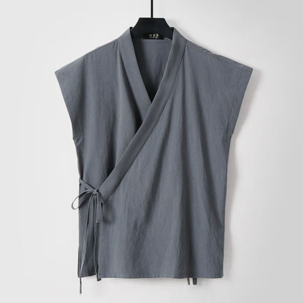 Summer Clothing Men Linen - Canotta da Uomo Cinese in Cotone