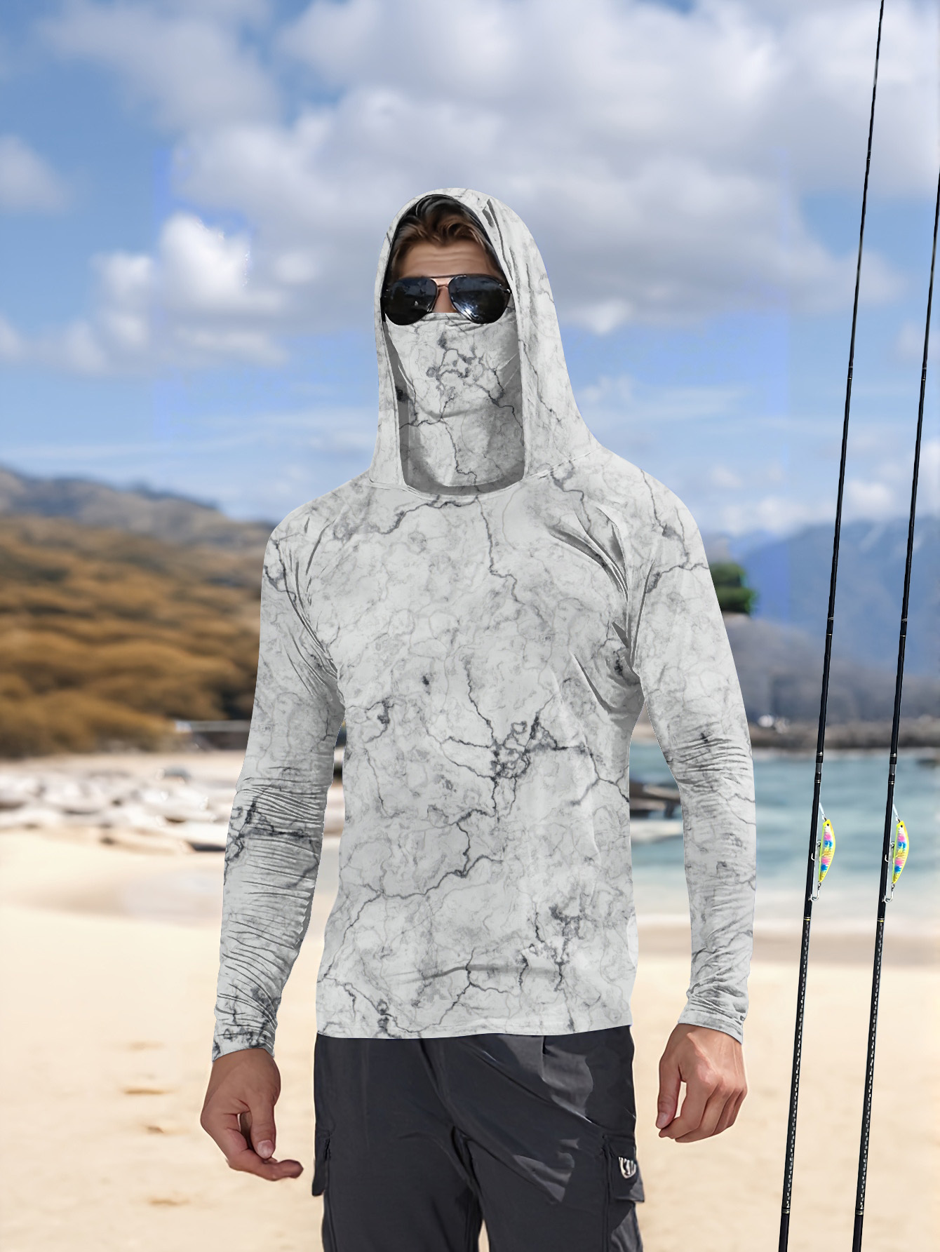 Summer Clothing Tops - Camicia da Pesca con Cappuccio per