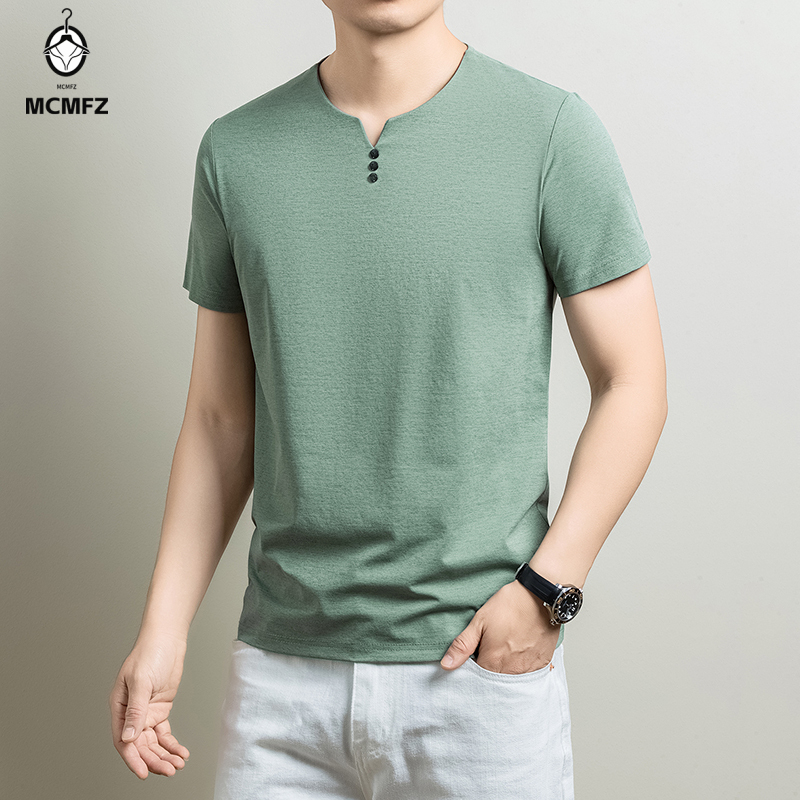 Summer Cloth - Maglietta Henley basic da uomo, comoda,