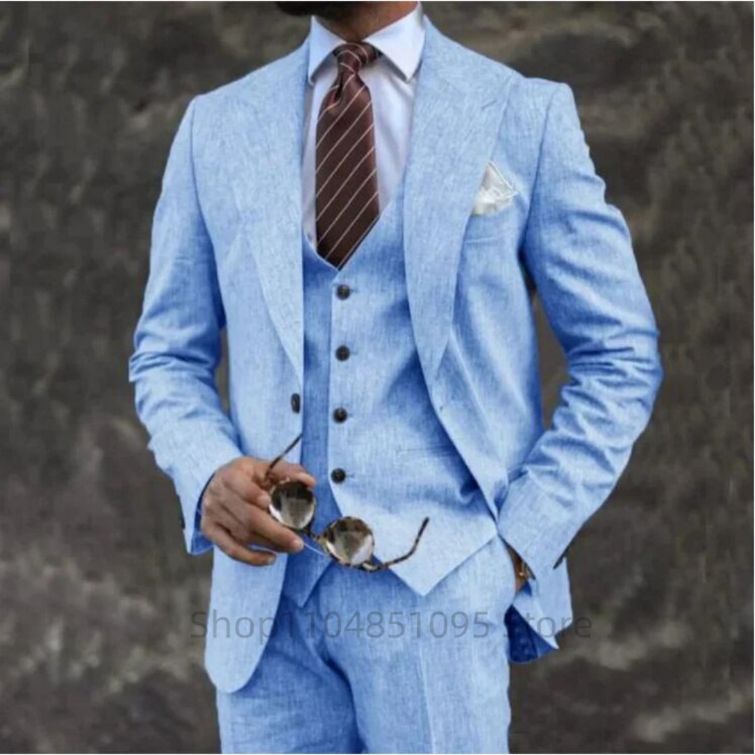 Summer Clothing Men Linen - Abiti da uomo in lino beige