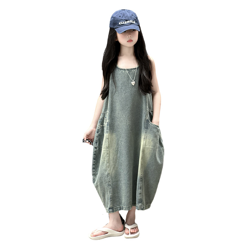 Summer Clothing Kids - Vintage Blue Bambini Ragazze Abito in