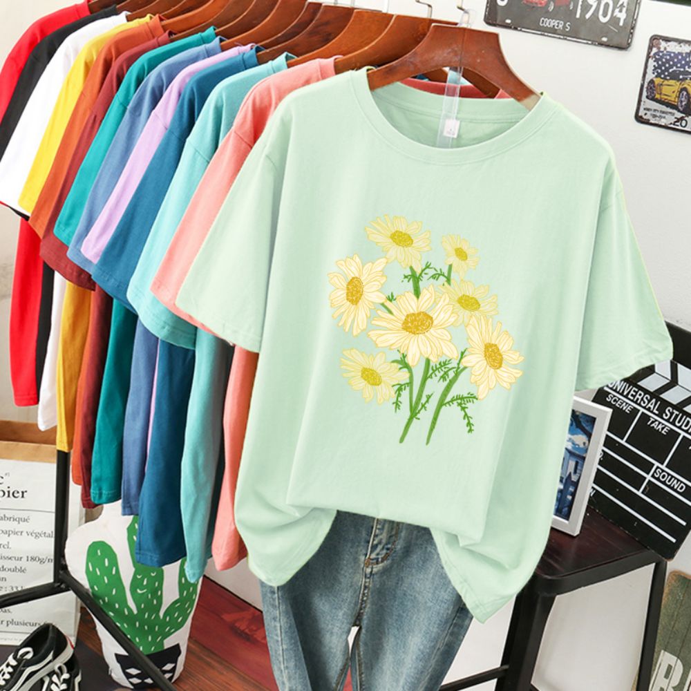Yellow Summer Clothing - T-shirt da donna in cotone da