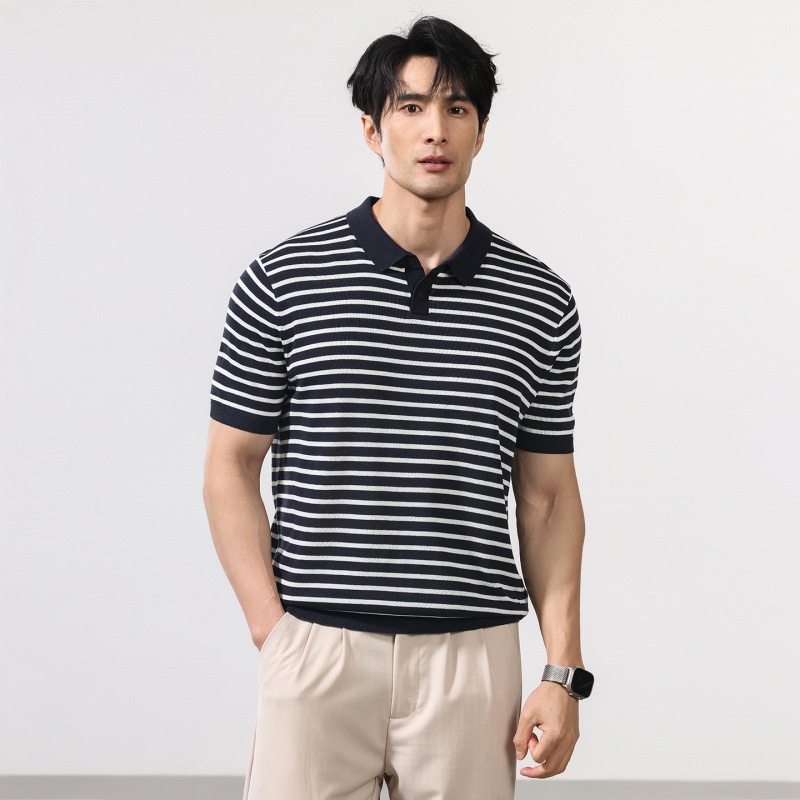 Polo a maniche corte a righe r - Summer Clothing Men Linen recensione e prezzo