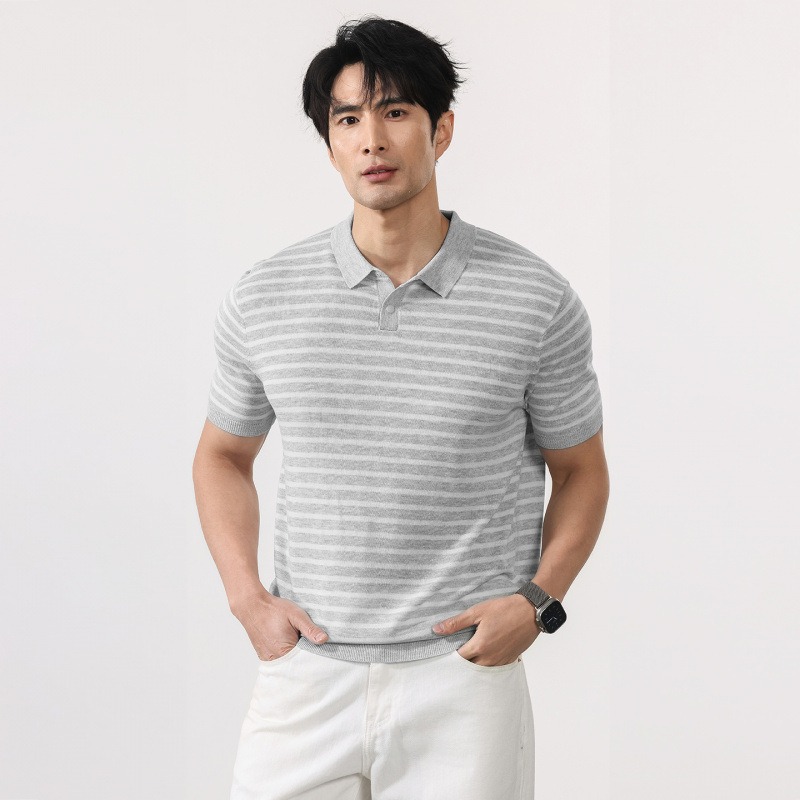Polo a maniche corte a righe r - Summer Clothing Men Linen recensione e prezzo