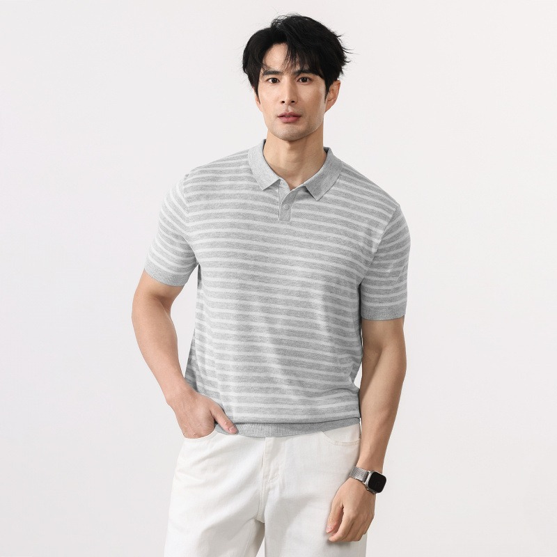 Polo a maniche corte a righe r - Summer Clothing Men Linen recensione e prezzo