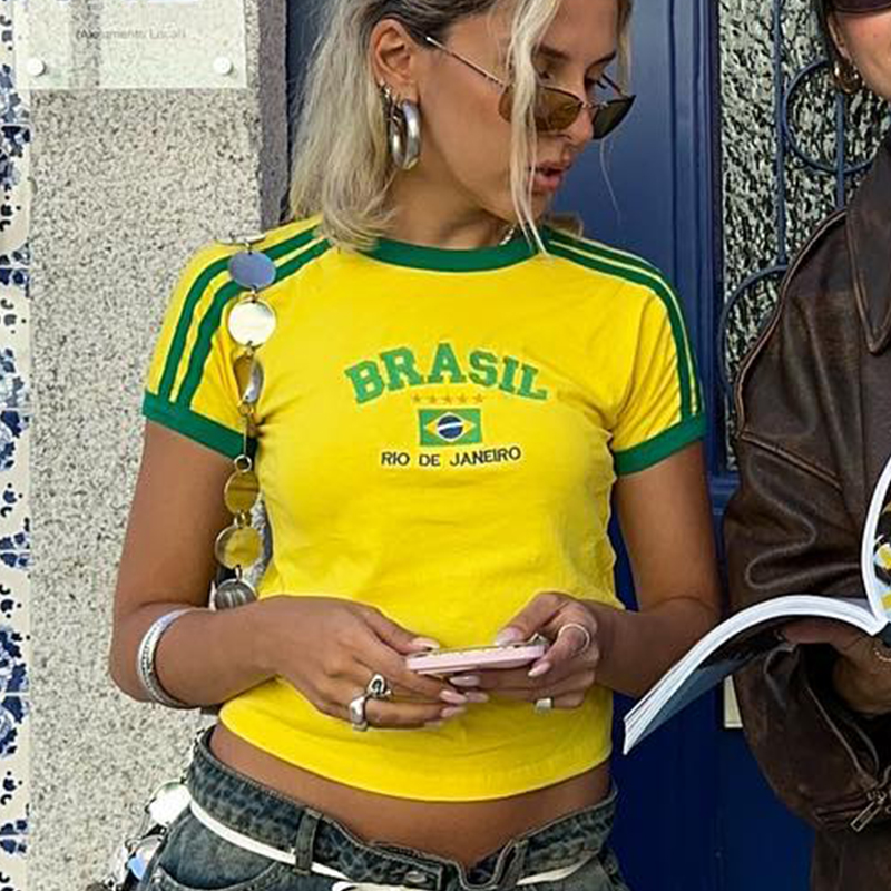 BRASIL Lettera Grafica Stampa  - Yellow Summer Clothing recensione e prezzo
