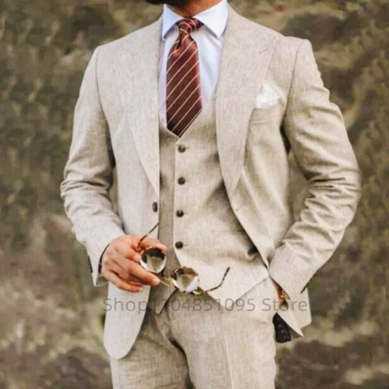 Abiti da uomo in lino beige /  - Summer Clothing Men Linen recensione e prezzo