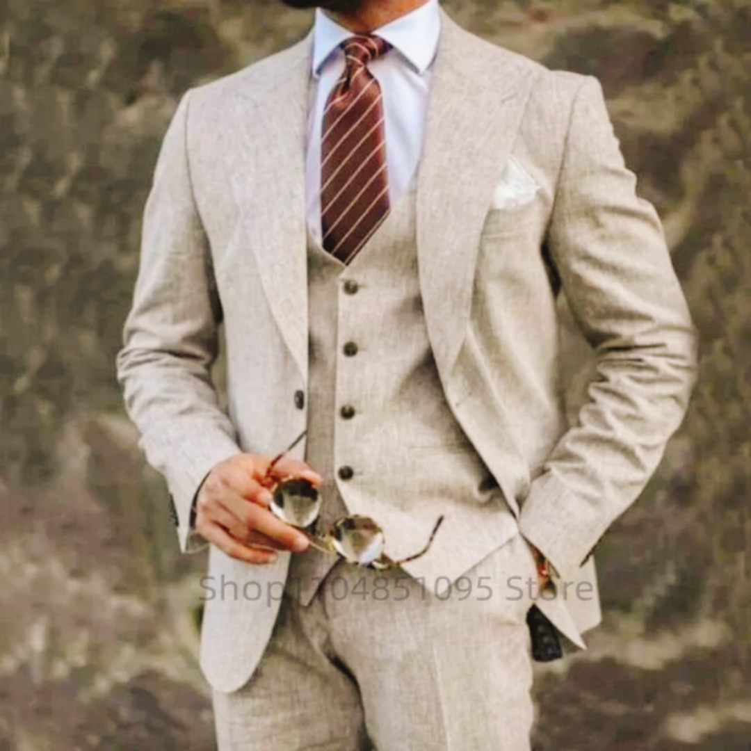 Abiti da uomo in lino beige /  - Summer Clothing Men Linen recensione e prezzo
