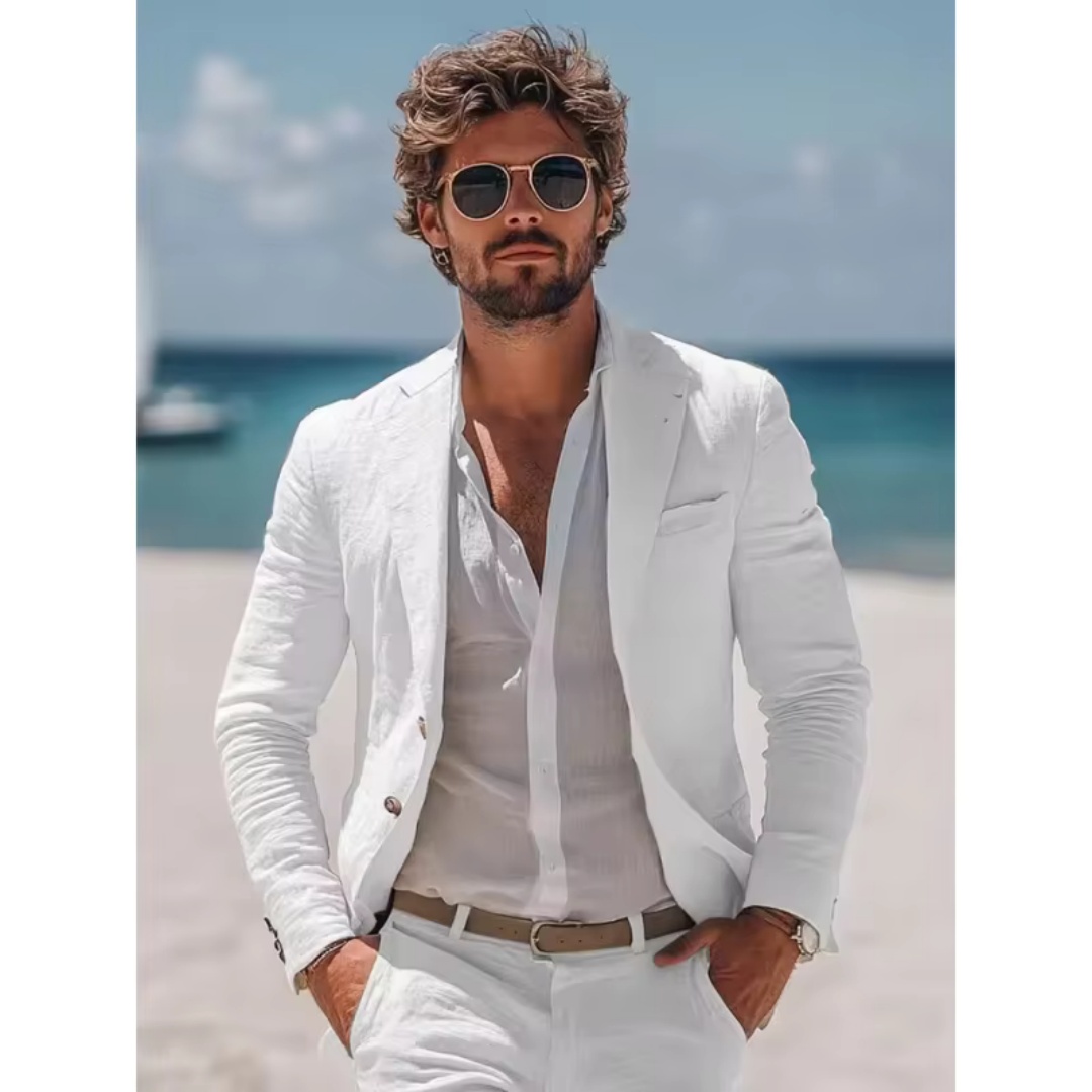 Completo da Uomo in Lino Bianc - Summer Clothing Men Linen recensione e prezzo