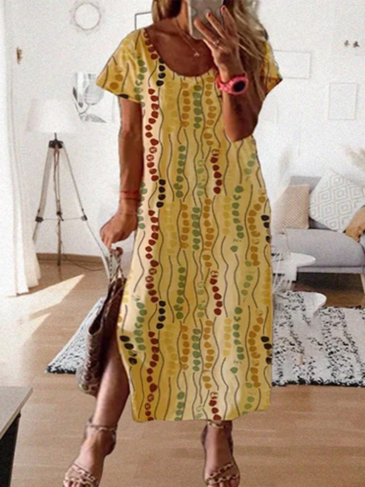 Abito midi stampato giallo tag - Yellow Summer Clothing recensione e prezzo